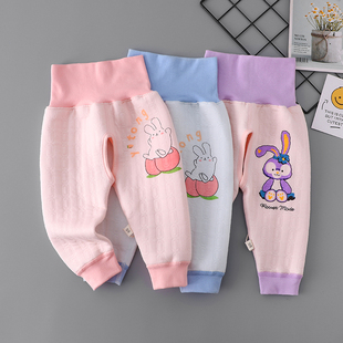 秋冬外穿 子无骨三层空气棉高腰护肚开裆裤 宝宝保暖裤 婴儿夹棉裤