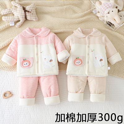 宝宝棉袄棉裤套装冬装外出棉服