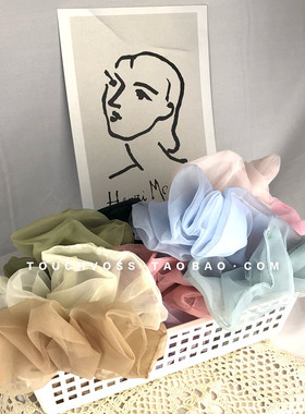 韩国新款 ins风欧根纱超大发圈大肠圈法式气质网纱发圈发饰发带