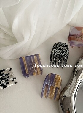 韩国风 气质可爱醋酸抓夹新款 大理石纹几何方形小发夹边夹