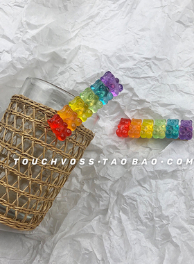 韩国甜美可爱小熊软糖简约百搭一字夹小清新糖果少女发卡成人发夹