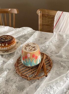 韩国ins出口款郁金香玻璃杯水杯酒杯果汁杯