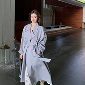 过膝收腰休闲大衣 莱赛尔高级灰色风衣外套女中长款 ByYou 2026新款