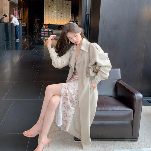 byyou中长款收腰风衣外套