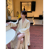 ByYou 30羊毛大衣女长款 白色水貂绒皮毛一体加厚毛毛环保皮草外套