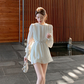 休闲裤 ByYou夏季 短裤 女高腰显瘦a字三分热裤 新款 小香白色阔腿西装