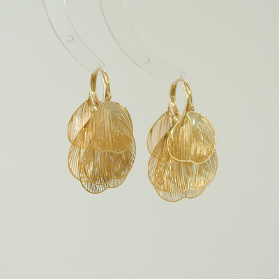 因缺斯汀【风拾秋叶】金银两色银杏叶耳环无耳洞耳夹女耳钉百搭