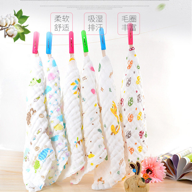 洗脸高密6层纱布5条装婴儿口水巾