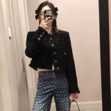 Ретро короткая черная куртка, 11 года, французский стиль, в стиле Шанель