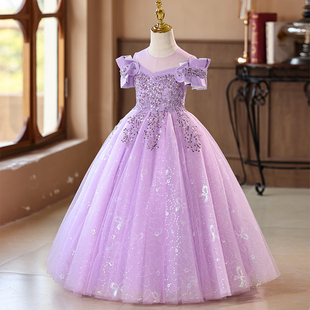 女童礼服高端轻奢花童生日公主裙儿童主持人连衣裙婚礼洋气演出服
