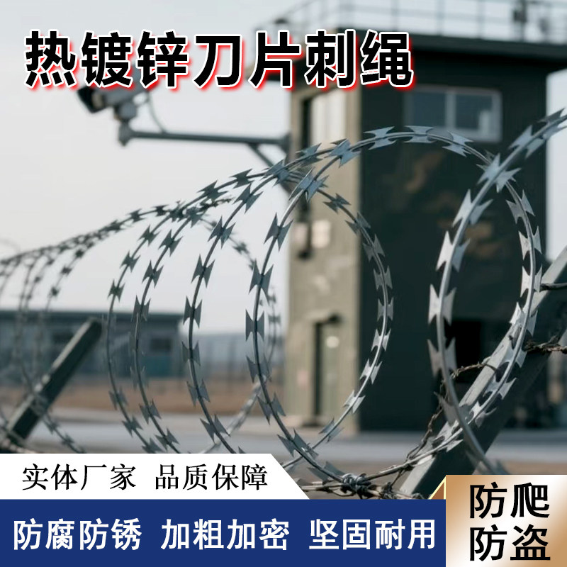 刀片刺绳不锈钢滚笼刀片防护网刺网带刺铁丝防盗防爬刺围墙防爬网