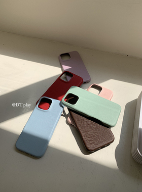 DT play 简约皮质纯色质感2026韩国ins风小众高级适用于iphone17/16promax/15/14苹果13/12/11手机壳保护套