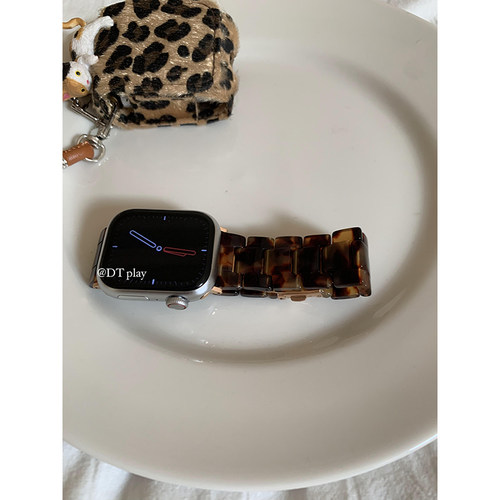 DT play 玳瑁色miu小众适用于苹果iwatchs11表带applewatchs10/s9