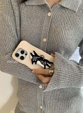 DT play 可爱黑色小猫腕带创意个性韩国ins风小众适用于iphone17/16promax/15/14苹果11/12/13手机壳保护套