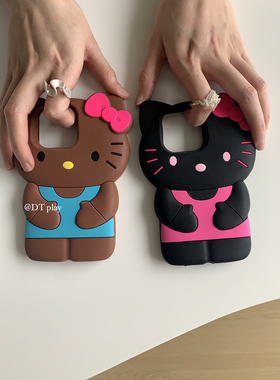 DT play hello夏威夷度假黑皮猫咪呆萌韩国博主可爱ins风适用于iphone17promax/16/15苹果11/12/14/13手机壳