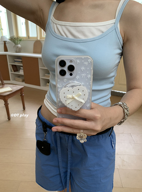DT play 白色蝴蝶结爱心精致磁吸简约少女韩国ins风小众适用于iphone17/16promax/15/14苹果13手机壳保护套