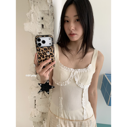 DT play 独特闪闪爱心豹纹星星少女心韩国ins博主小众设计适用于iphone17promax/16/15苹果14/13手机壳保护套