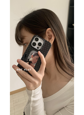 DT play 《又见赫本》黑色波点新款韩国ins博主小众适用于iphone16promax/15/14苹果11/12/13手机壳保护套