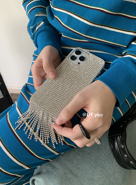 DT play 银色闪闪流苏摇曳公主气质优雅韩国ins风小众博主适用于iphone17/16promax/15/14苹果13手机壳保护套
