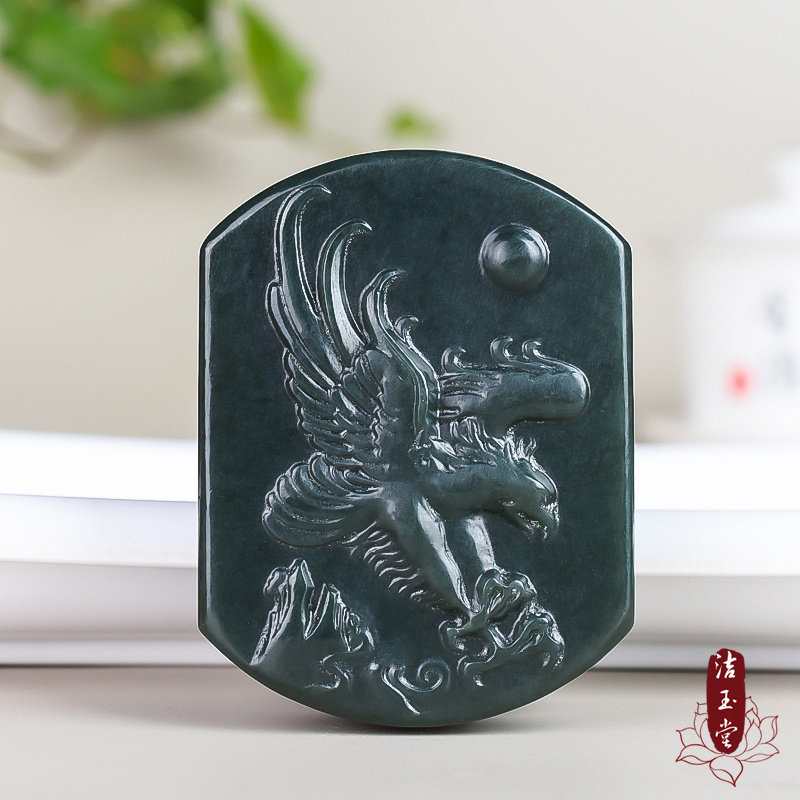 和田玉青玉抓住机遇皮带扣 玉石腰扣男款玉扣玉佩挂件单层