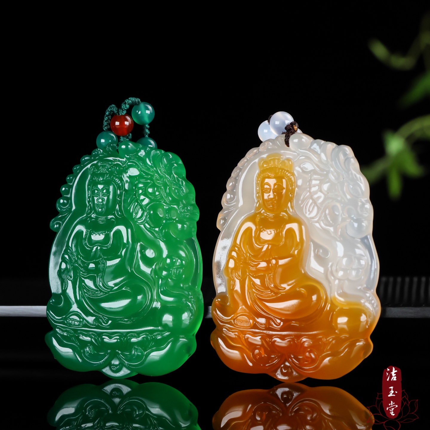 玛瑙祥龙观音玉佩 观音平安好运玉项链挂件 降龙男女玉吊坠