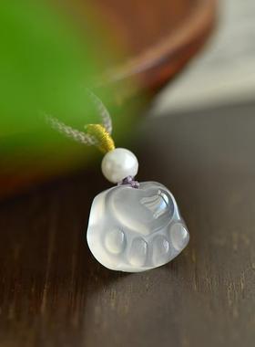 国风小清新玉髓可爱小猫爪子项链