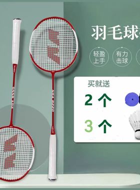 新疆包邮羽毛球拍2支套装成人双拍成品拍耐用初级学生业余耐打型