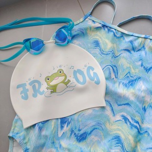 BreezeDew小青蛙硅胶泳帽成人加大长发游泳帽可爱卡通大号不勒头