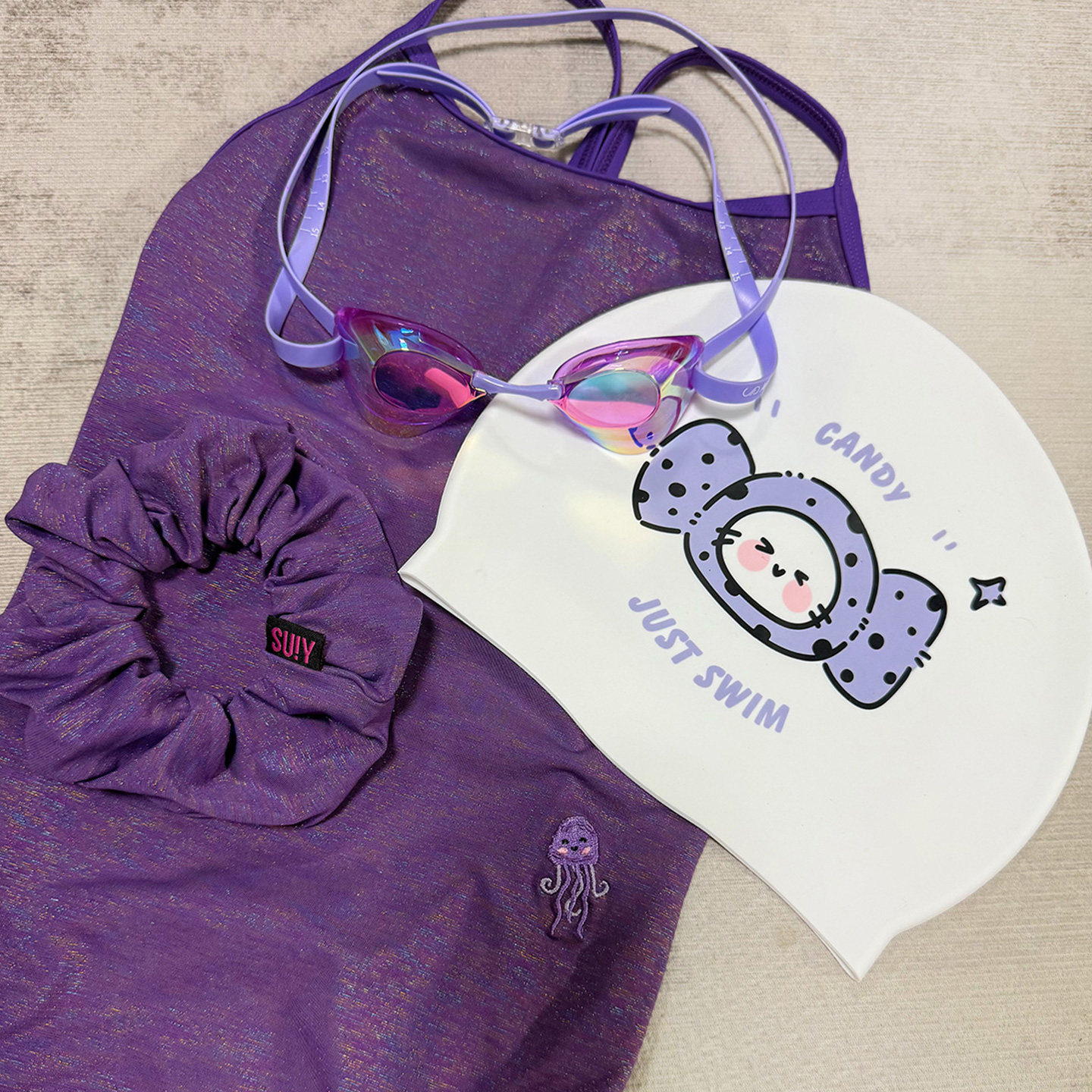 BreezeDew糖果泳帽 2025新款紫色高弹防滑加大女款可爱成人泳帽,运动/瑜伽/健身/球迷用品,泳帽,淘宝优惠券,粉丝福利购,淘宝优惠卷