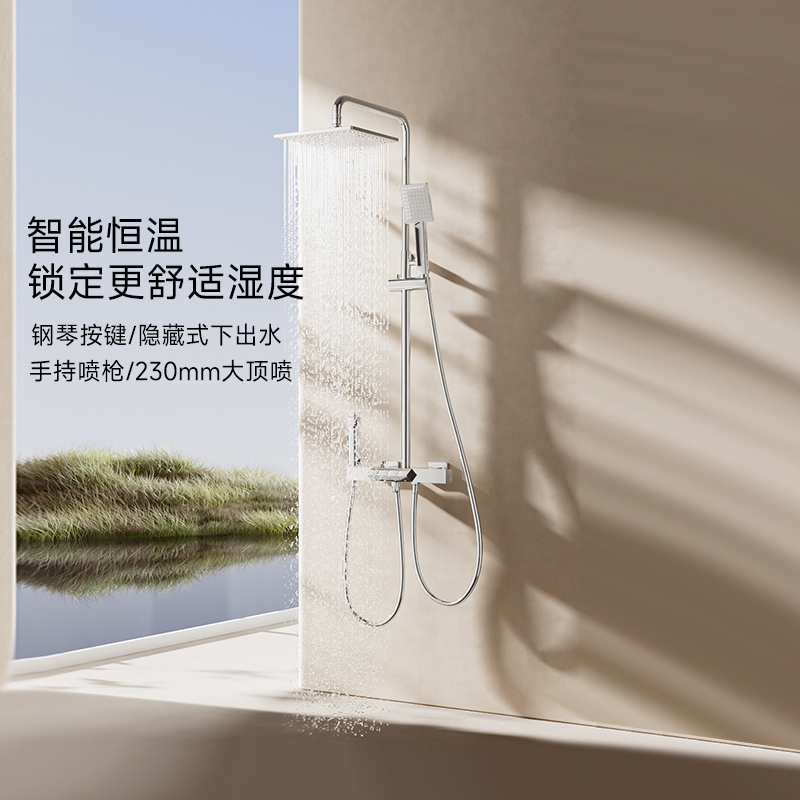 帝王洁具方形顶喷钢琴按键轻奢