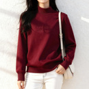 宽松韩版 2025秋冬新款 内搭 保暖加绒加厚卫衣女款 半高领套头打底衫