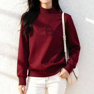 半高领套头打底衫保暖加绒加厚卫衣女款2025秋冬新款宽松韩版内搭