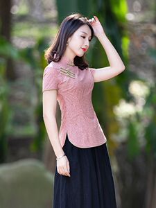 唐装女中国风短袖旗袍上衣
