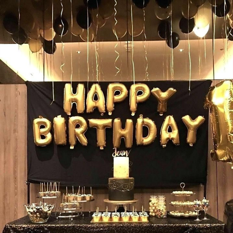 生日快乐铝膜气球生日派对布置可悬挂happy birthday字母铝箔气球