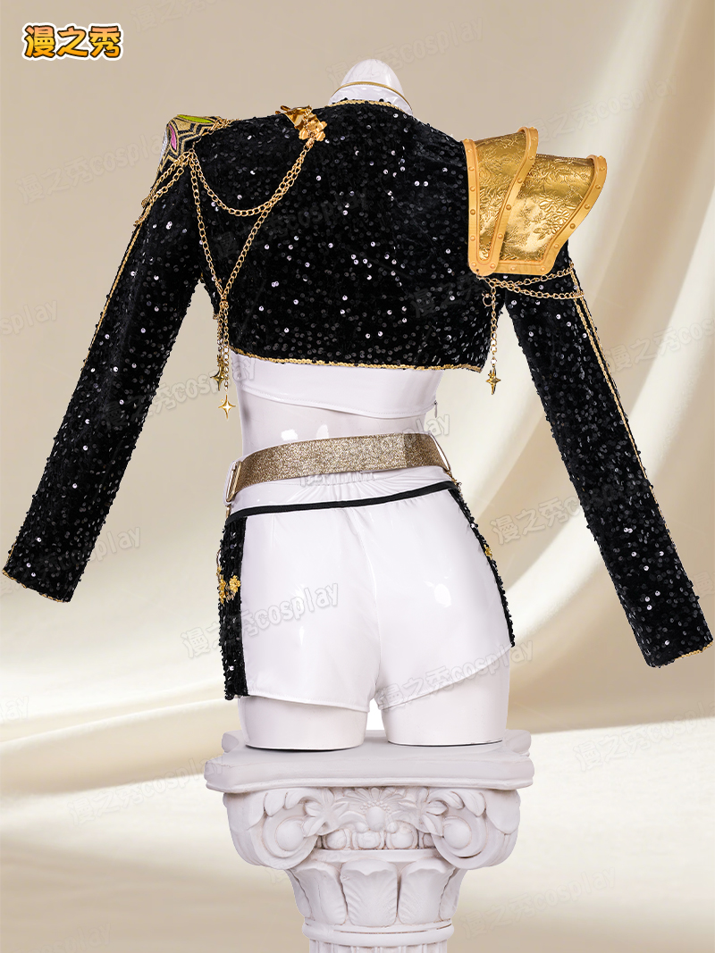 balance payment Demon hunting women's team event Cos suit K-POP Black gold Playing Costume female Golden light Sparkle Mira Zoe rumi  Performance clothes