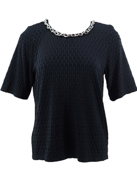 【M CHANGE POINT】2026新款 韩国风小女人弹力波比棉铁链白色T恤