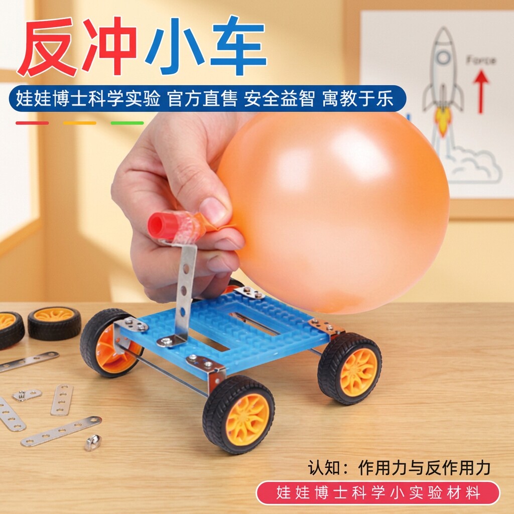 反冲小车小学生科学实验物理科技制作手工材料气球动力小车反作用