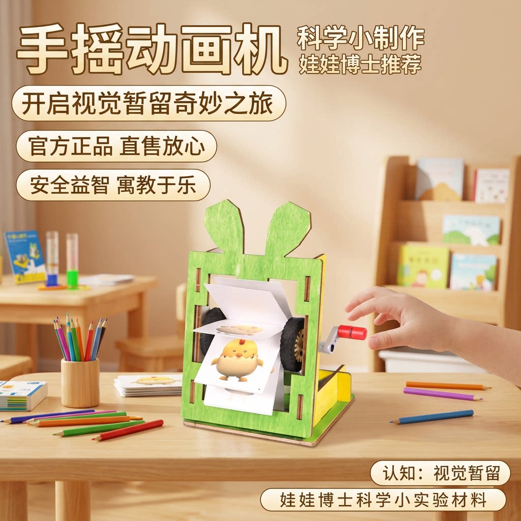 科技小制作手摇动画机模型小学生视觉停留放映机科学手工创新发明