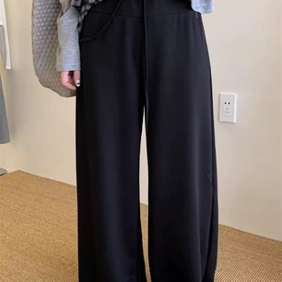 欧洲站2025新款 潮 欧货抽绳百搭休闲宽松拖地长裤 女垂顺懒人面膜裤
