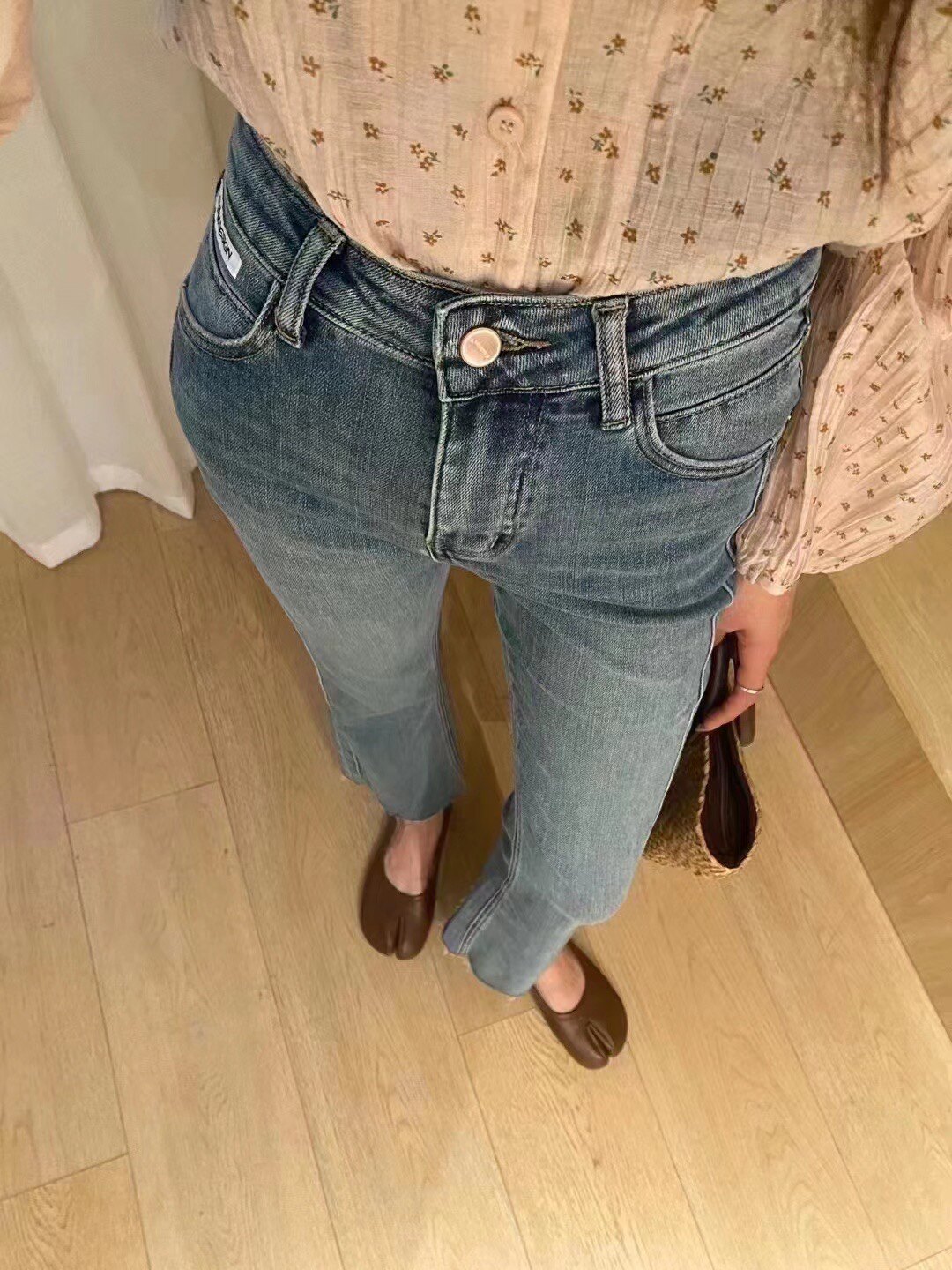 GD9258新款高腰弹力修身显瘦2023春夏九分微喇毛边直筒牛仔裤女