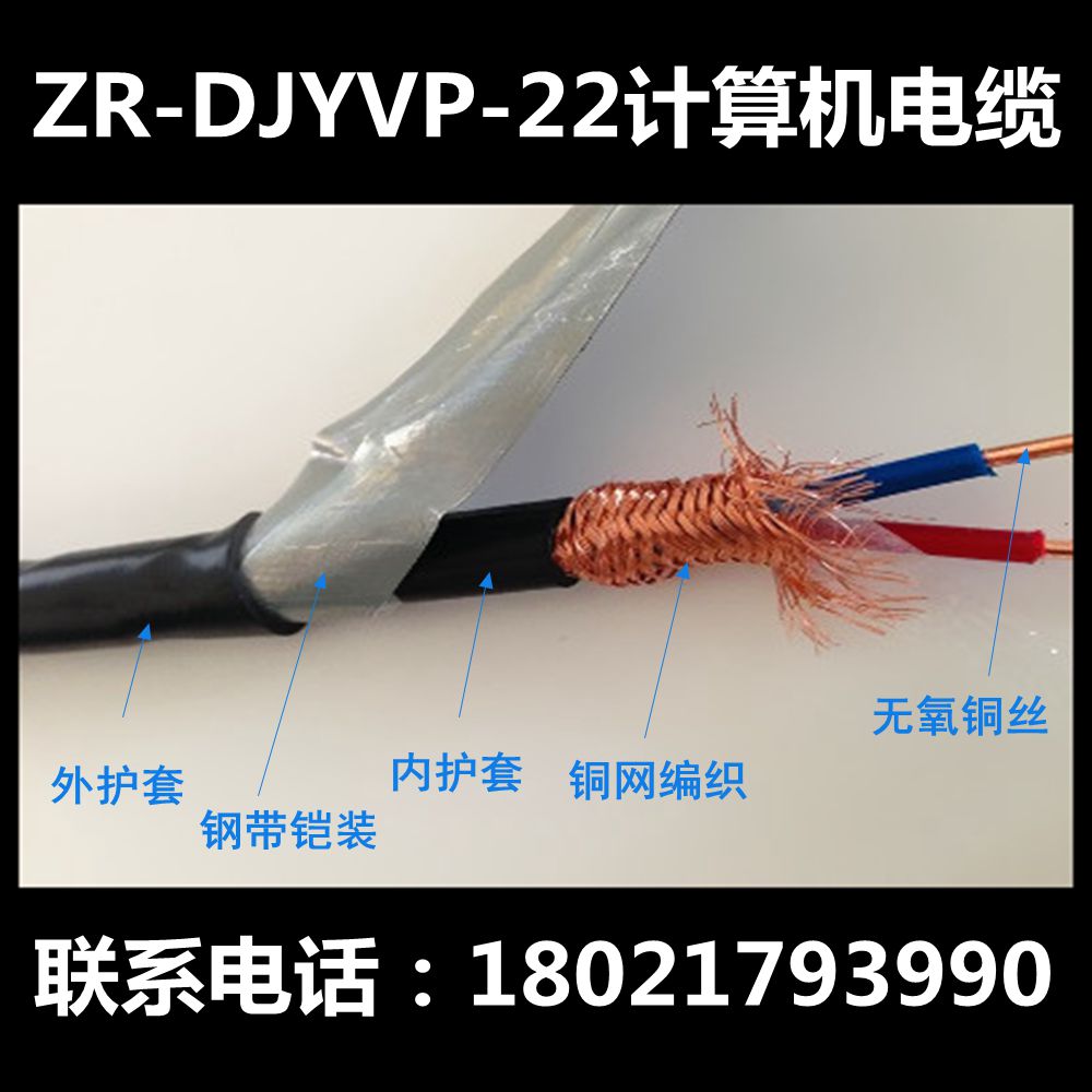 阻燃计算机铠装电缆ZR-DJYVP22-1*2*0.5/0.75/1/1.5/2.5