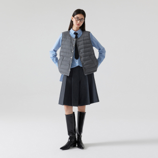 高级感双面叠穿百搭圆领轻薄保暖羽绒马甲背心女90白鸭绒马夹