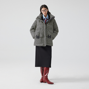 格子百搭时尚冬季连帽中长款羽绒服女加厚新款洋气保暖厚外套