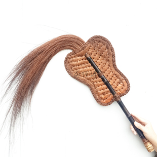 新款密节紫竹根棕编芭蕉扇手工编织萨祖五明扇道士法器装饰摆件