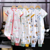 儿童防着凉连体衣 空调护肚防踢睡衣宝宝短袖 婴儿分腿睡袋夏季 薄款