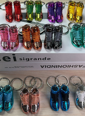 电镀AJ鞋模钥匙扣包包挂件3d立体迷你篮球鞋饰品创意个性挂饰现货