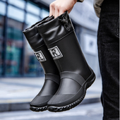 防滑雨靴外卖跑腿骑手胶鞋 防滑大码 中筒工地洗车防水鞋 男士 雨鞋
