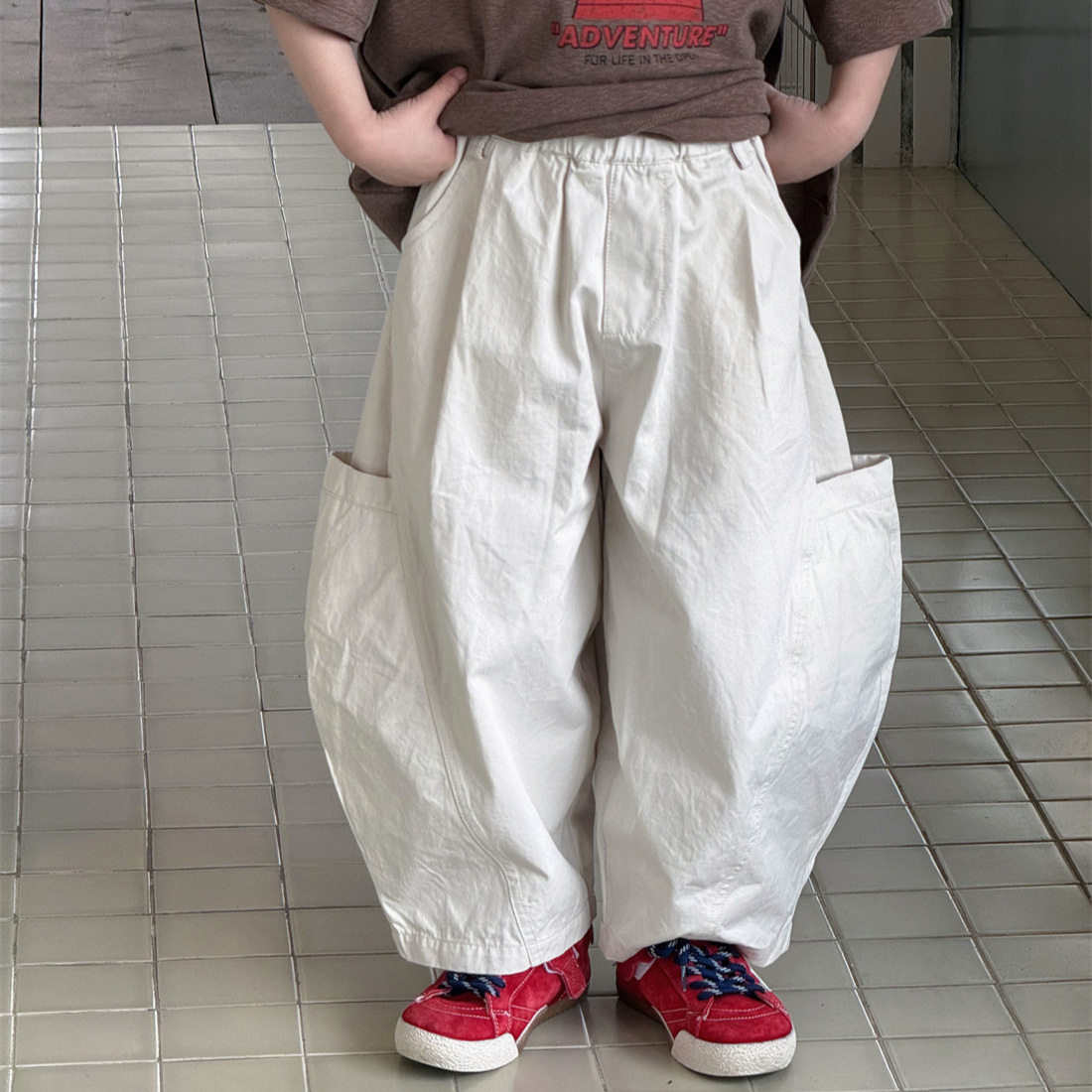 奶酪与喵男童裤子2026年春款大口袋宽松灯笼裤休闲百搭儿童长裤潮
