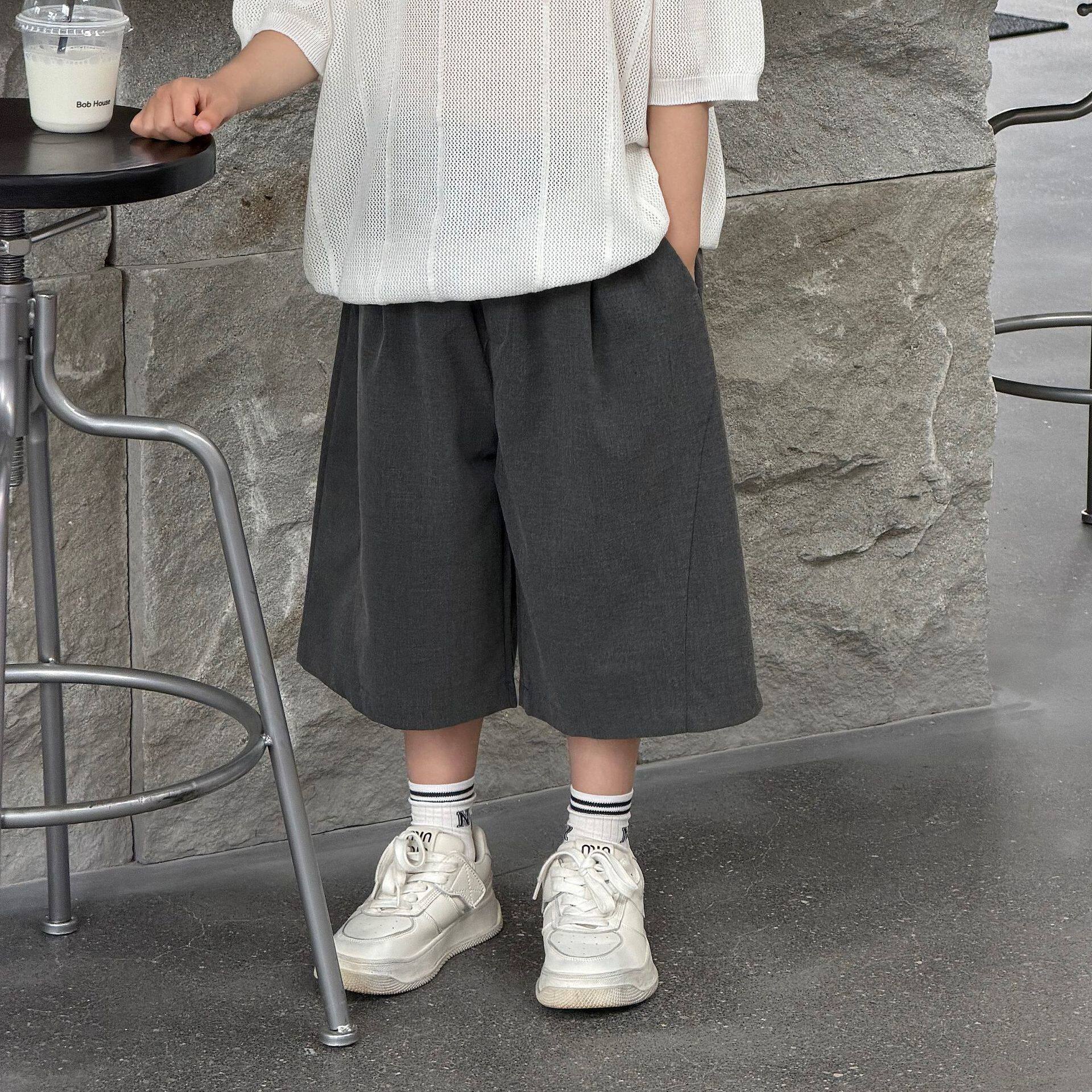 泰如2026夏季新款儿童纯色透气休闲西装裤男童百搭宽松舒适短裤潮