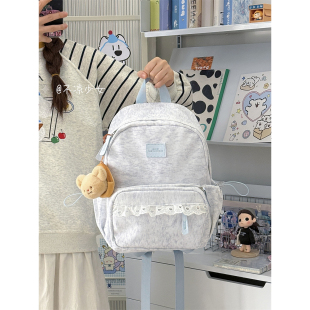简约百搭学生小书包日系ins可爱小众设计迷你双肩包蕾丝少女背包